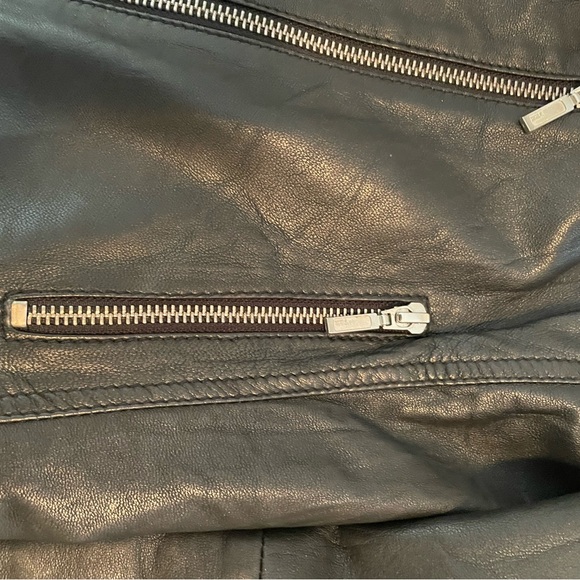 Aqua by Bloomingdale’s Black Leather Moto Jacket - Picture 10 of 12